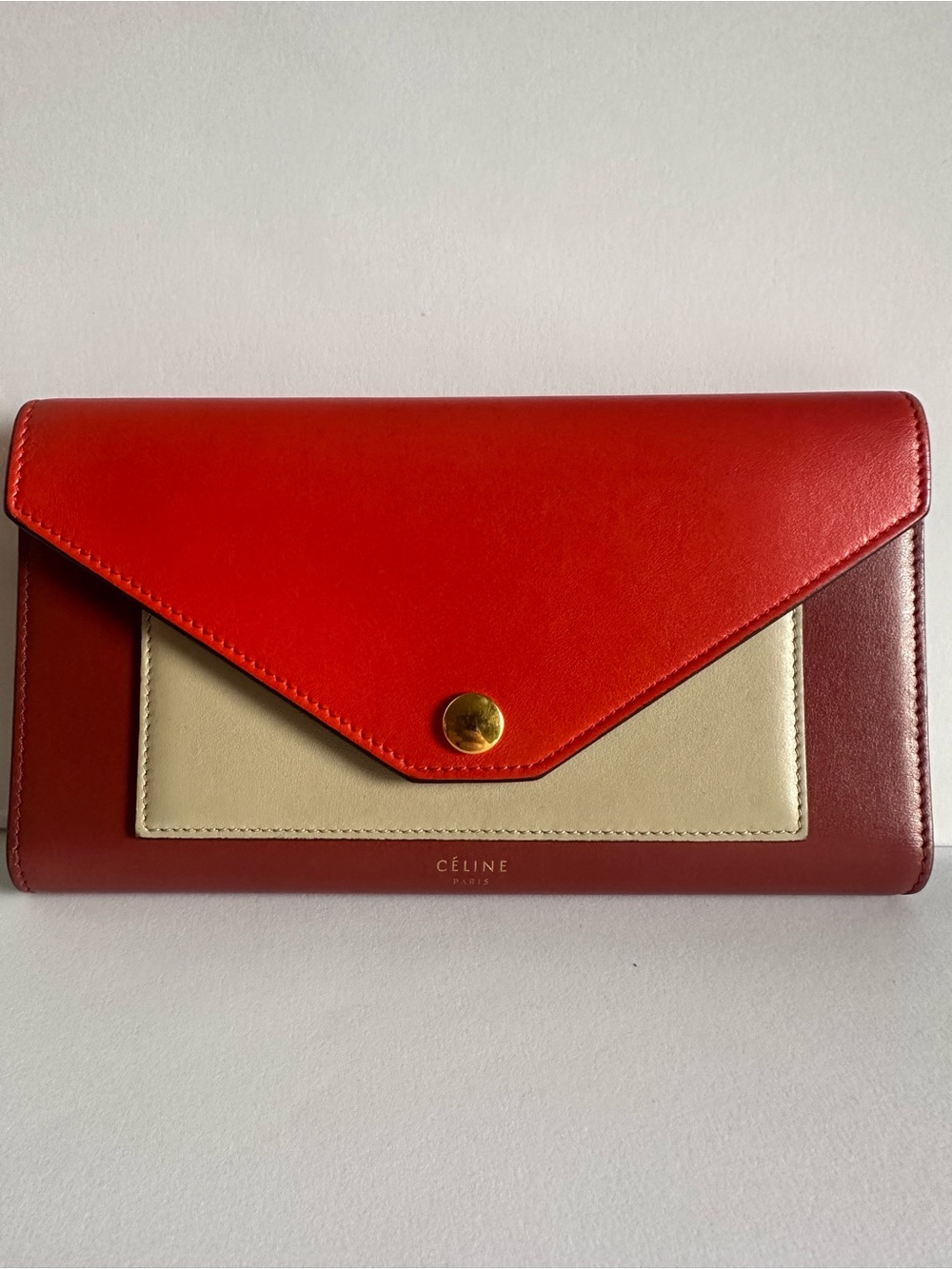 Authentic CÉLINE Phoebe Philo Tricolor Leather Large Envelope Wallet